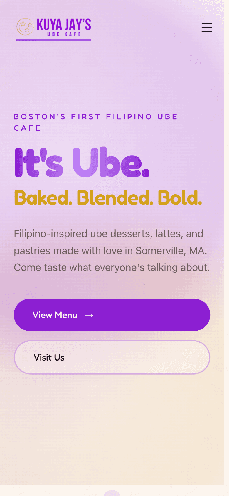 Kuya Jay's Ube Kafe mobile website preview