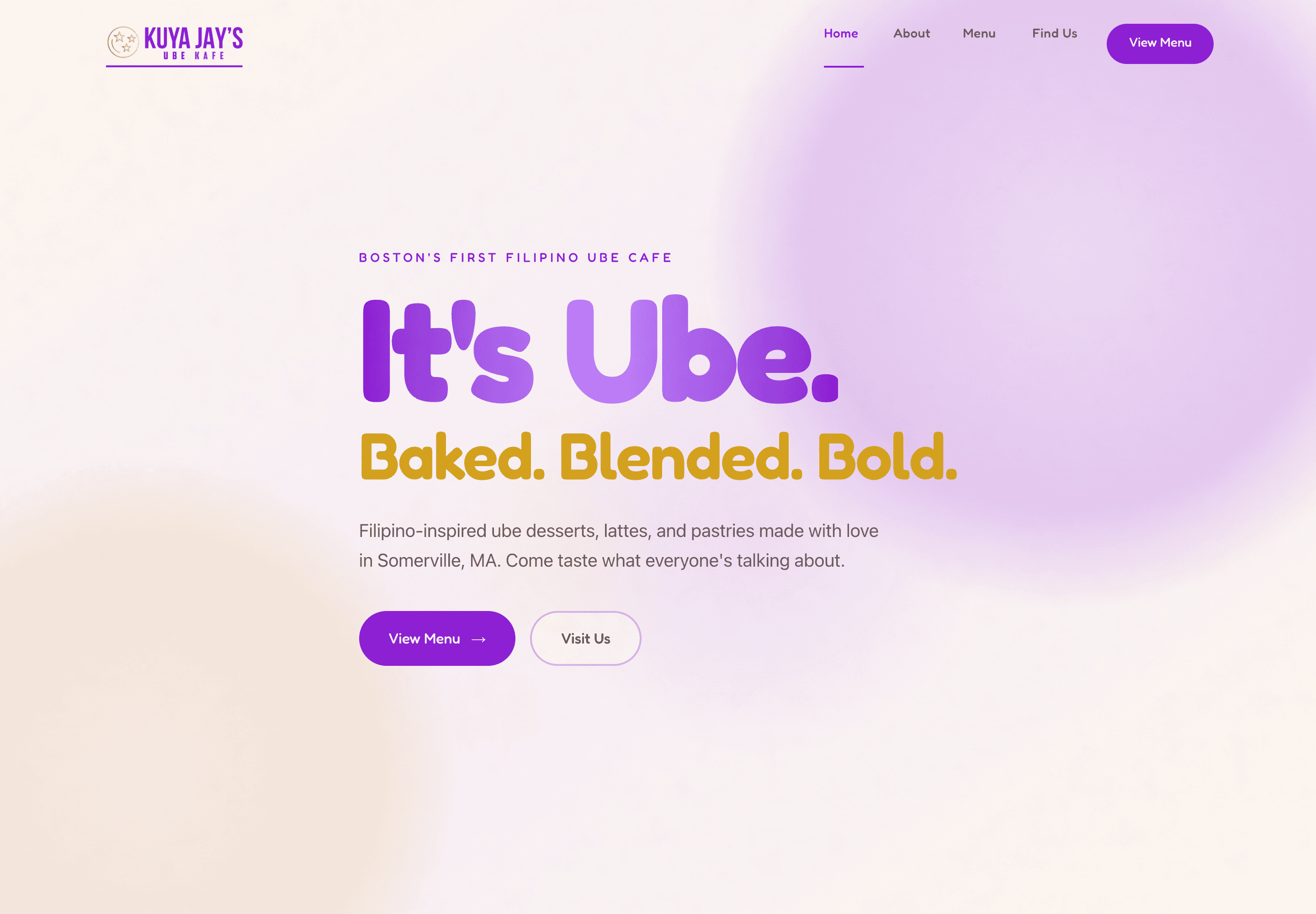 Kuya Jay's Ube Kafe desktop website preview