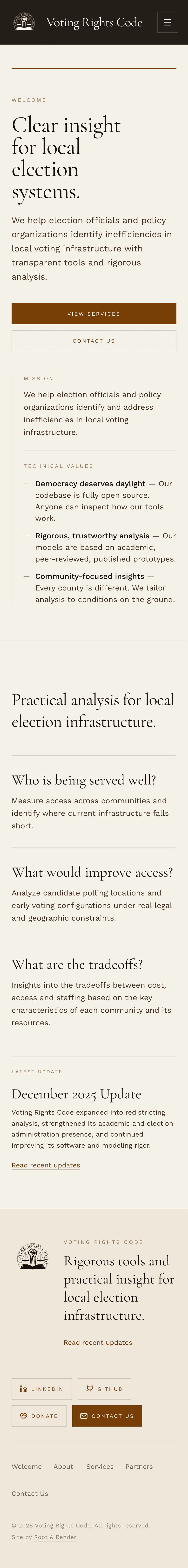 Voting Rights Code full mobile website preview
